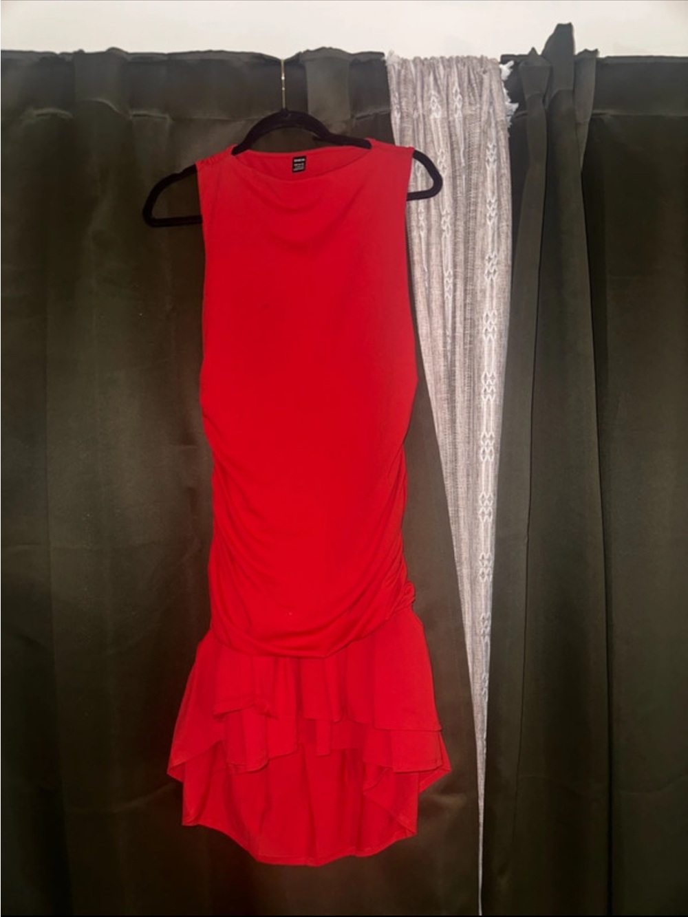 Brookstone Red Sleeveless Ruffle-Hem Mini Dress